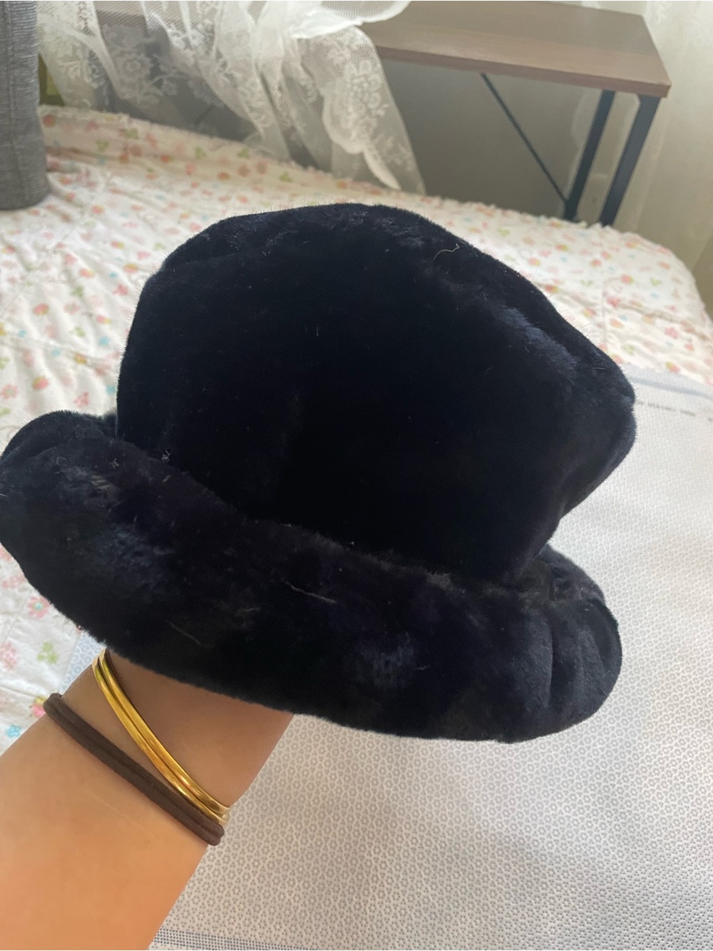 Betmer vintage black‎ fur bucket hat Made in USA